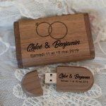 Walnut wood 3.0 USB key and case 32 GB customizable