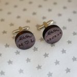 Wooden cufflinks Dark walnut round 18mm for engraving