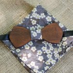 Wooden Bow Tie Set Grey Liberty Clutch L8 Gift for Men
