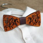 French wooden bow tie with bamboo decoration 