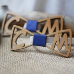 Wooden bow tie personalized with 2 initials for children