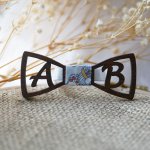 Mini wooden bow tie personalized with 2 initials