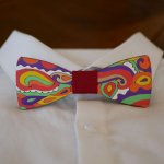 Hippie chic painted wood bow tie