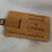 32 GB USB key Carbonized bamboo wood card to be personalized by engraving