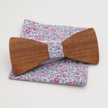 Liberty Katie fuchsia clutch bag and wooden bow tie of your choice