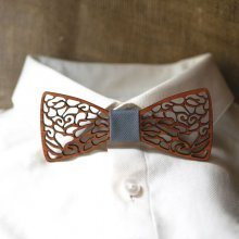 Fine lace wood bow tie with hidden heart