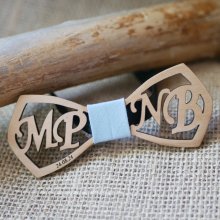 Le Rablé wooden bow tie personalized double initials