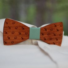 Wooden bow tie with engraved mini design to personalize made in France