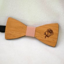 Wooden bow tie with engraved design of your choice made in France
