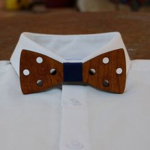 Engraved stained wood bow tie with holes to personalize