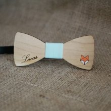 Wooden bow tie for children with your choice of engraved design made in France