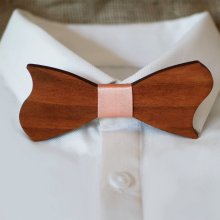 Asymmetrical bow tie in cherry wood to be personalized Made in France