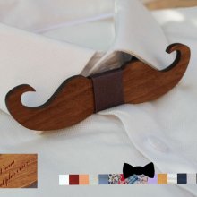 Tinted wood bow tie Moustache to personalize made in France