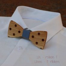 Engraved wood stained polka dot bow tie to personalize