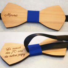 Natural wood bow tie to be personalized by engraving "le rablé  